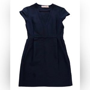MARNI Womens Wool/Silk V-Neck Sleeveless Dress Blue Size  40/US:M